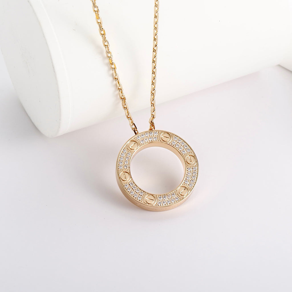 [AuraEcho]LOVE NECKLACE 16MM  FULL DIAMOND
