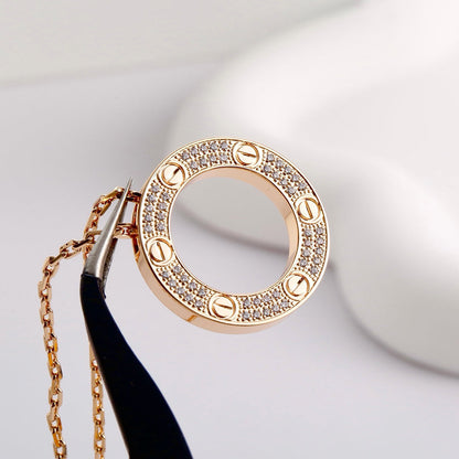 [AuraEcho]LOVE NECKLACE 16MM  FULL DIAMOND