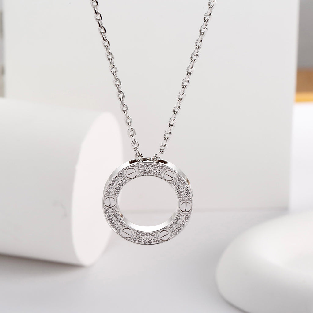 [AuraEcho]LOVE NECKLACE 16MM  FULL DIAMOND