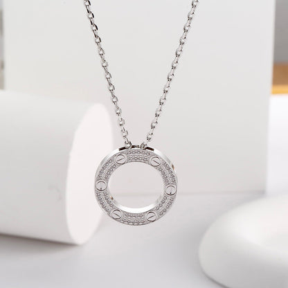[AuraEcho]LOVE NECKLACE 16MM  FULL DIAMOND