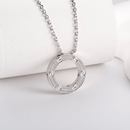 [AuraEcho]LOVE NECKLACE 16MM  FULL DIAMOND