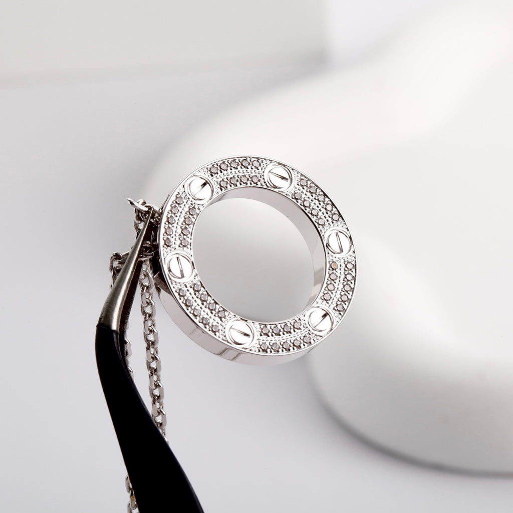 [AuraEcho]LOVE NECKLACE 16MM  FULL DIAMOND