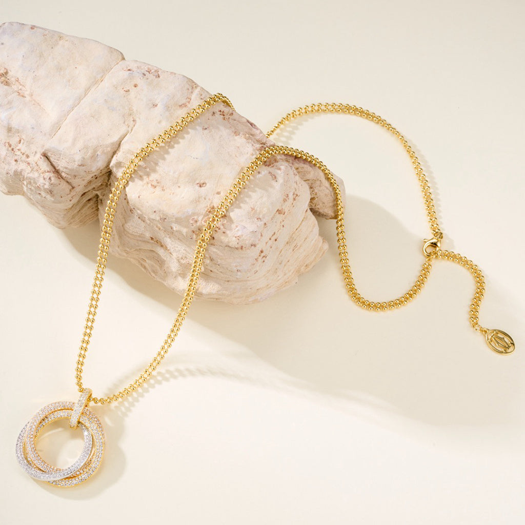 [AuraEcho]TRINITY LARGE FULL DIAMOND  NECKLACE