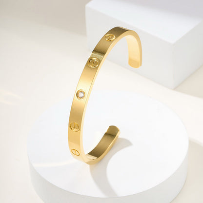 [AuraEcho]LOVE BRACELET 6.1MM 1 DIAMOND OPEN CUFF