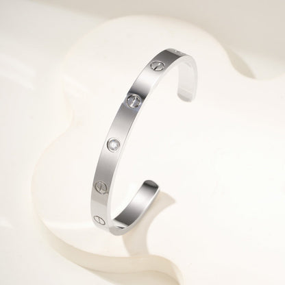 [AuraEcho]LOVE BRACELET 6.1MM 1 DIAMOND OPEN CUFF