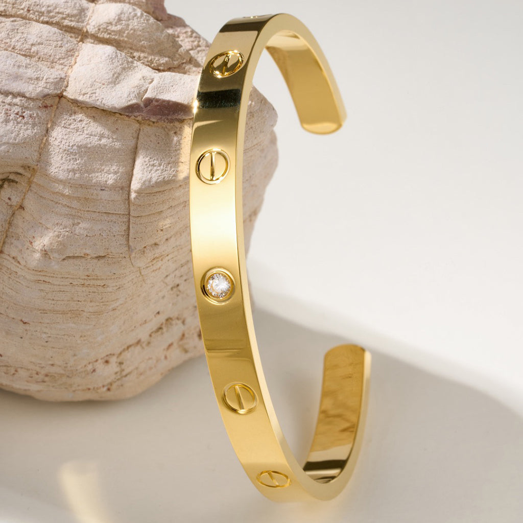 [AuraEcho]LOVE BRACELET 6.1MM 1 DIAMOND OPEN CUFF