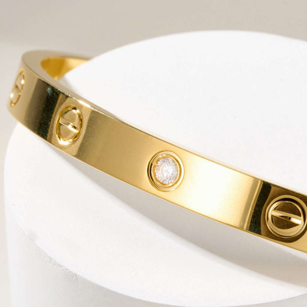 [AuraEcho]LOVE BRACELET 6.1MM 1 DIAMOND OPEN CUFF