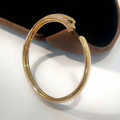 [AuraEcho]PANTHERE HALF DIAMOND OPEN BRACELET