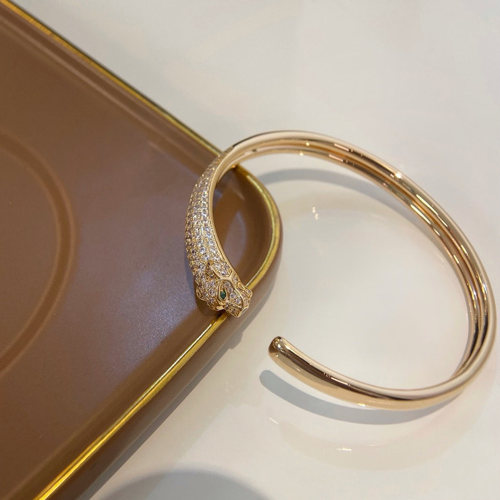 [AuraEcho]PANTHERE HALF DIAMOND OPEN BRACELET