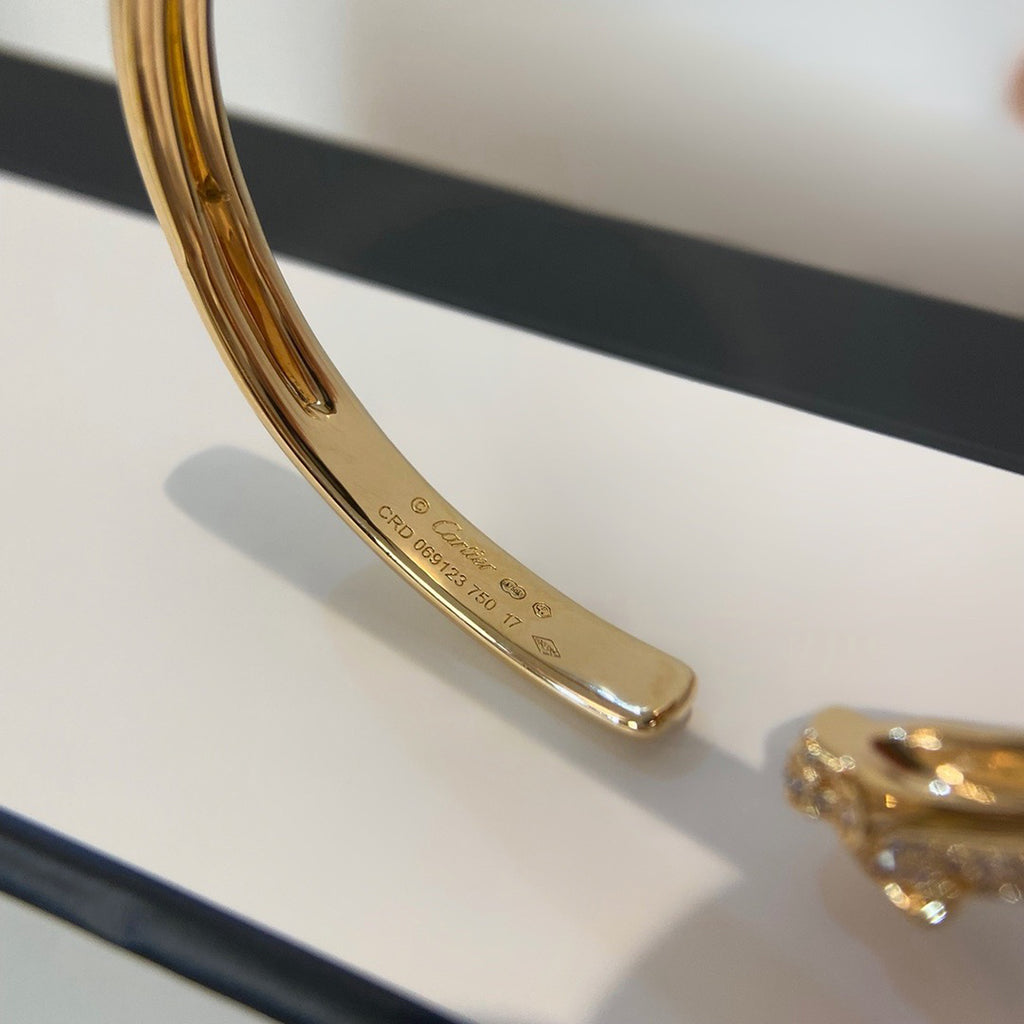 [AuraEcho]PANTHERE HALF DIAMOND OPEN BRACELET