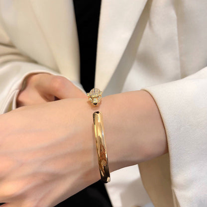 [AuraEcho]PANTHERE HALF DIAMOND OPEN BRACELET