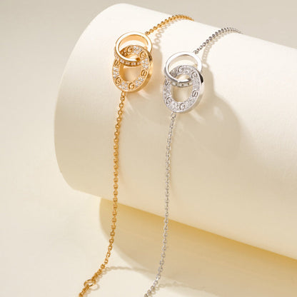 [AuraEcho]LOVE DOUBLE RING FULL DIAMOND BRACELET