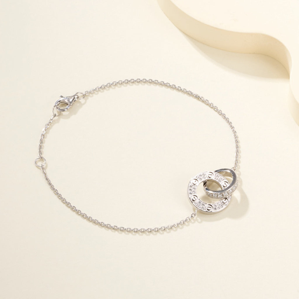 [AuraEcho]LOVE DOUBLE RING FULL DIAMOND BRACELET