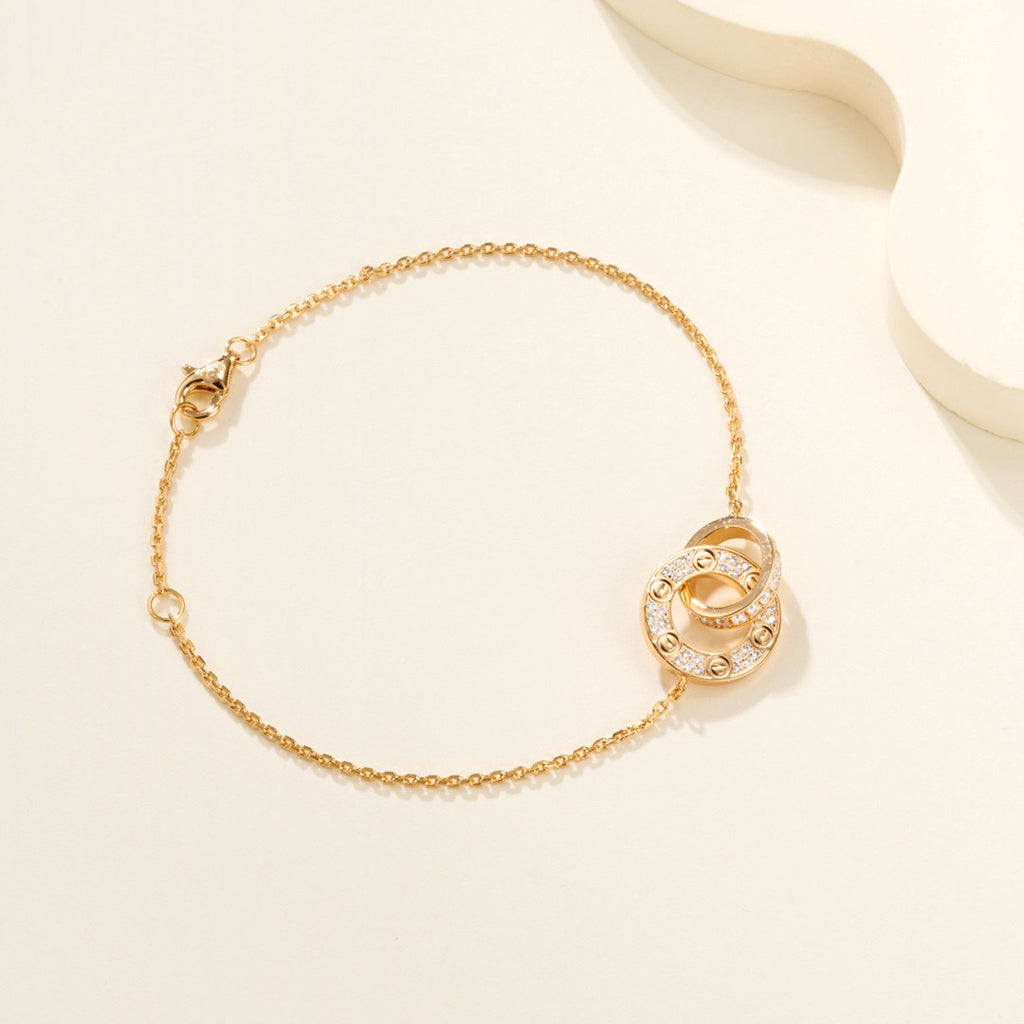 [AuraEcho]LOVE DOUBLE RING FULL DIAMOND BRACELET