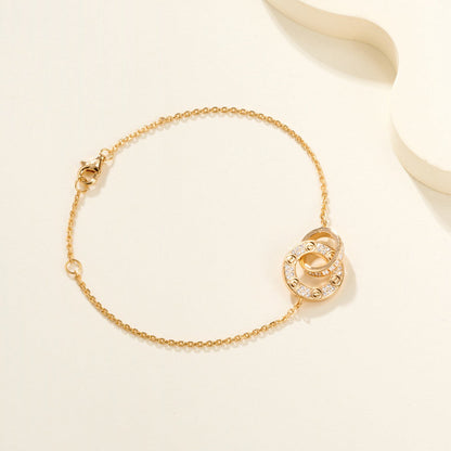 [AuraEcho]LOVE DOUBLE RING FULL DIAMOND BRACELET