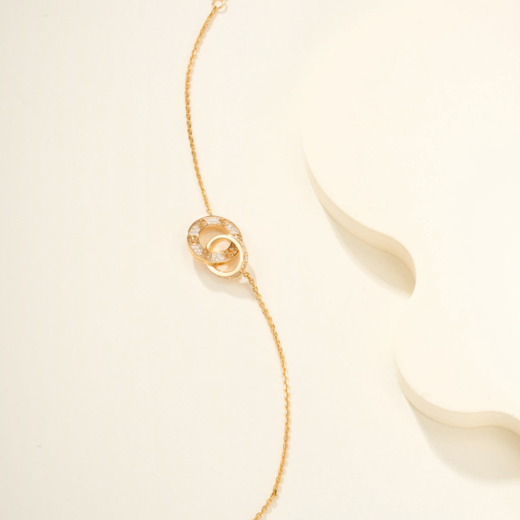 [AuraEcho]LOVE DOUBLE RING FULL DIAMOND BRACELET
