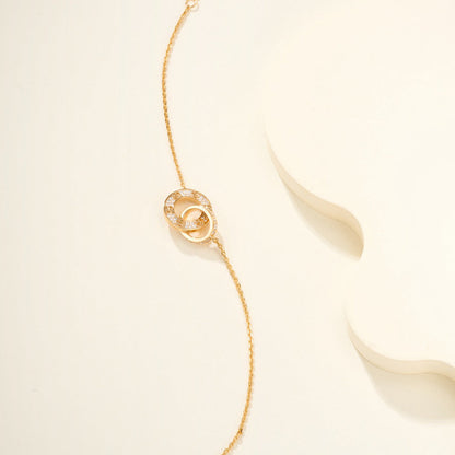 [AuraEcho]LOVE DOUBLE RING FULL DIAMOND BRACELET