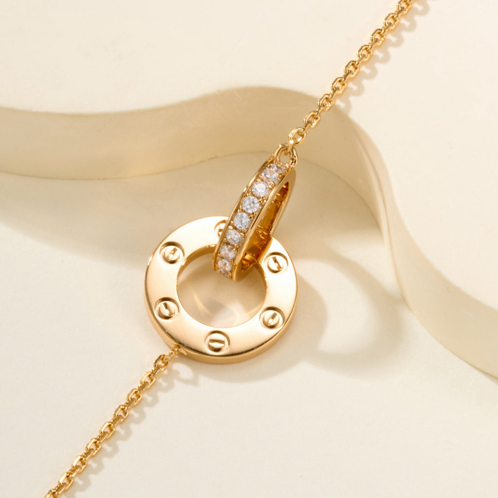 [AuraEcho]LOVE DOUBLE RING FULL DIAMOND BRACELET