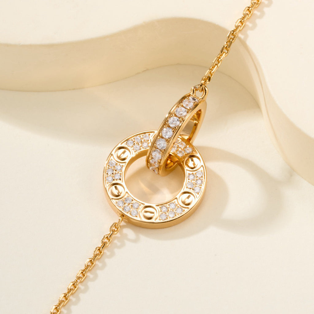 [AuraEcho]LOVE DOUBLE RING FULL DIAMOND BRACELET