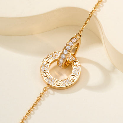[AuraEcho]LOVE DOUBLE RING FULL DIAMOND BRACELET