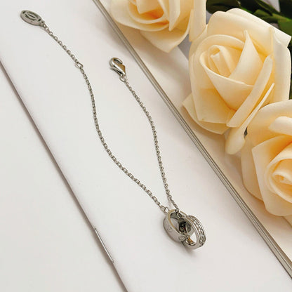 [AuraEcho]LOVE DOUBLE RING HALF DIAMOND BRACELET