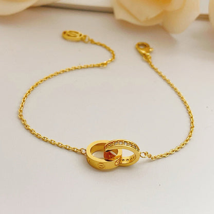[AuraEcho]LOVE DOUBLE RING HALF DIAMOND BRACELET