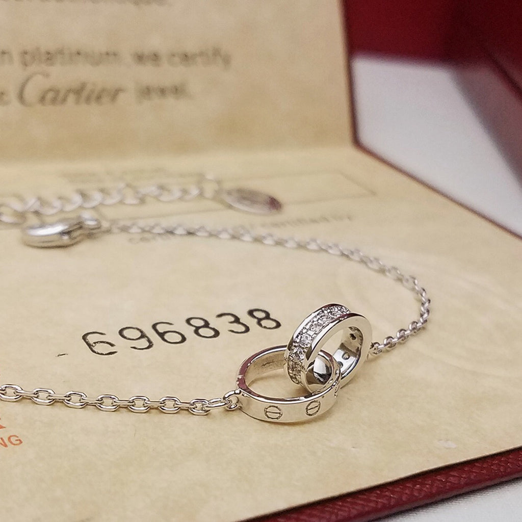 [AuraEcho]LOVE DOUBLE RING HALF DIAMOND BRACELET