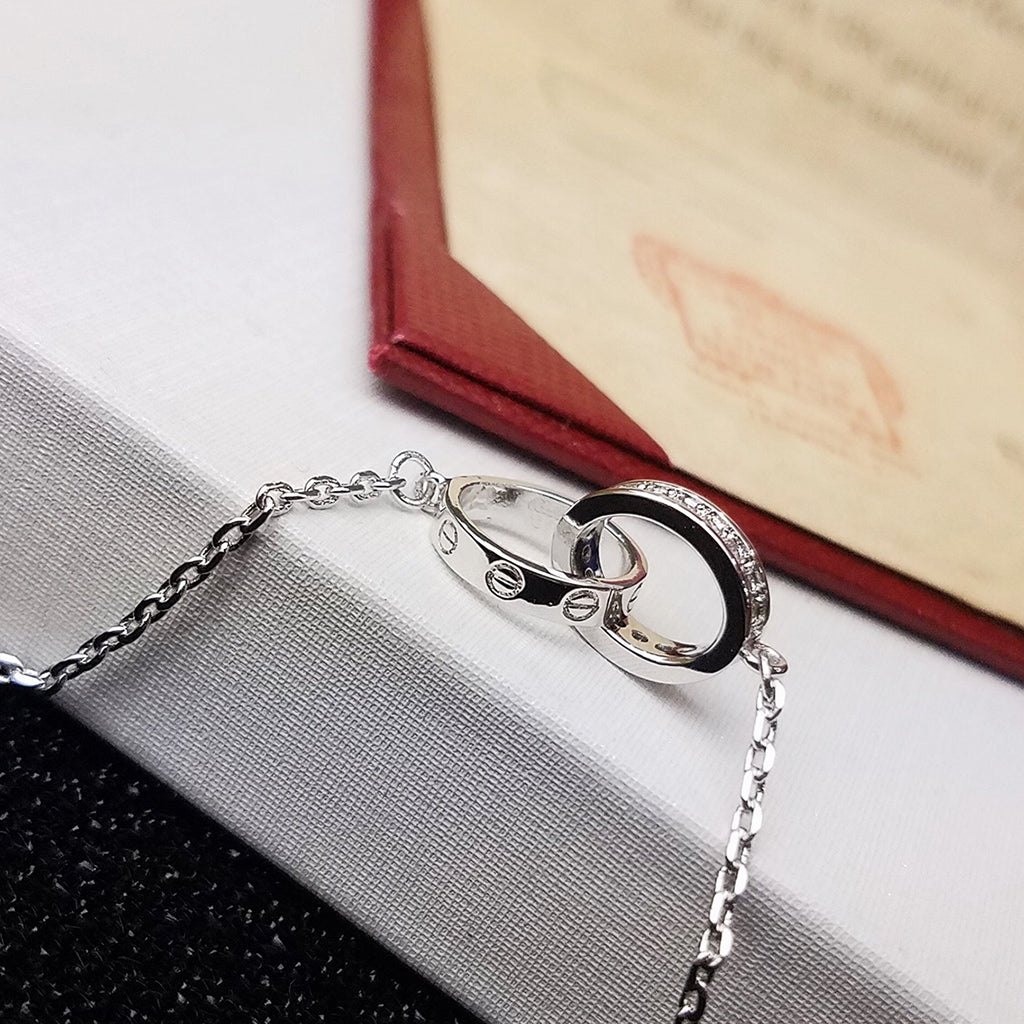 [AuraEcho]LOVE DOUBLE RING HALF DIAMOND BRACELET