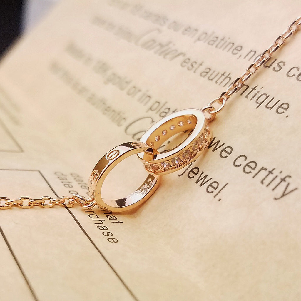 [AuraEcho]LOVE DOUBLE RING HALF DIAMOND BRACELET