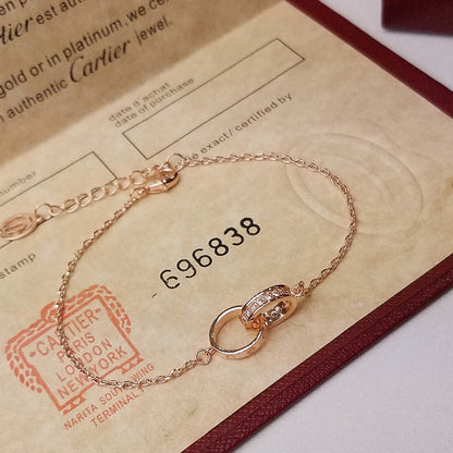 [AuraEcho]LOVE DOUBLE RING HALF DIAMOND BRACELET