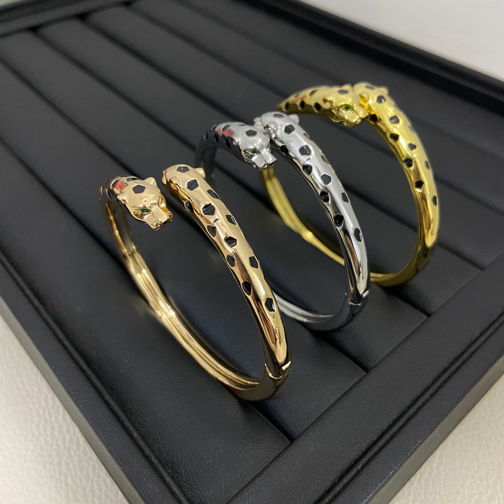 [AuraEcho]PANTHERE DOUBLE HEADED OPEN BRACELET
