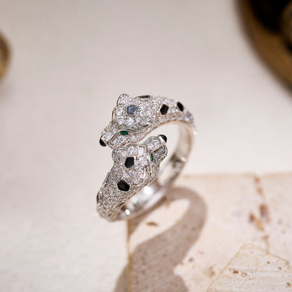 [AuraEcho]PANTHERE DOUBLE HEADED FULL DIAMOND  RING
