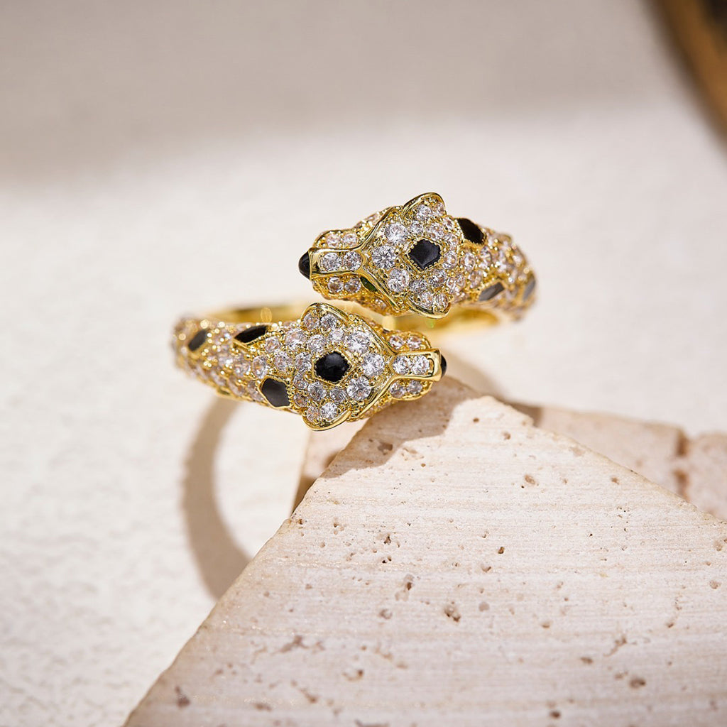 [AuraEcho]PANTHERE DOUBLE HEADED FULL DIAMOND  RING