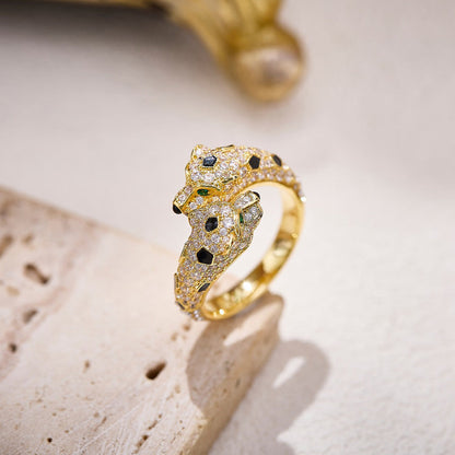 [AuraEcho]PANTHERE DOUBLE HEADED FULL DIAMOND  RING