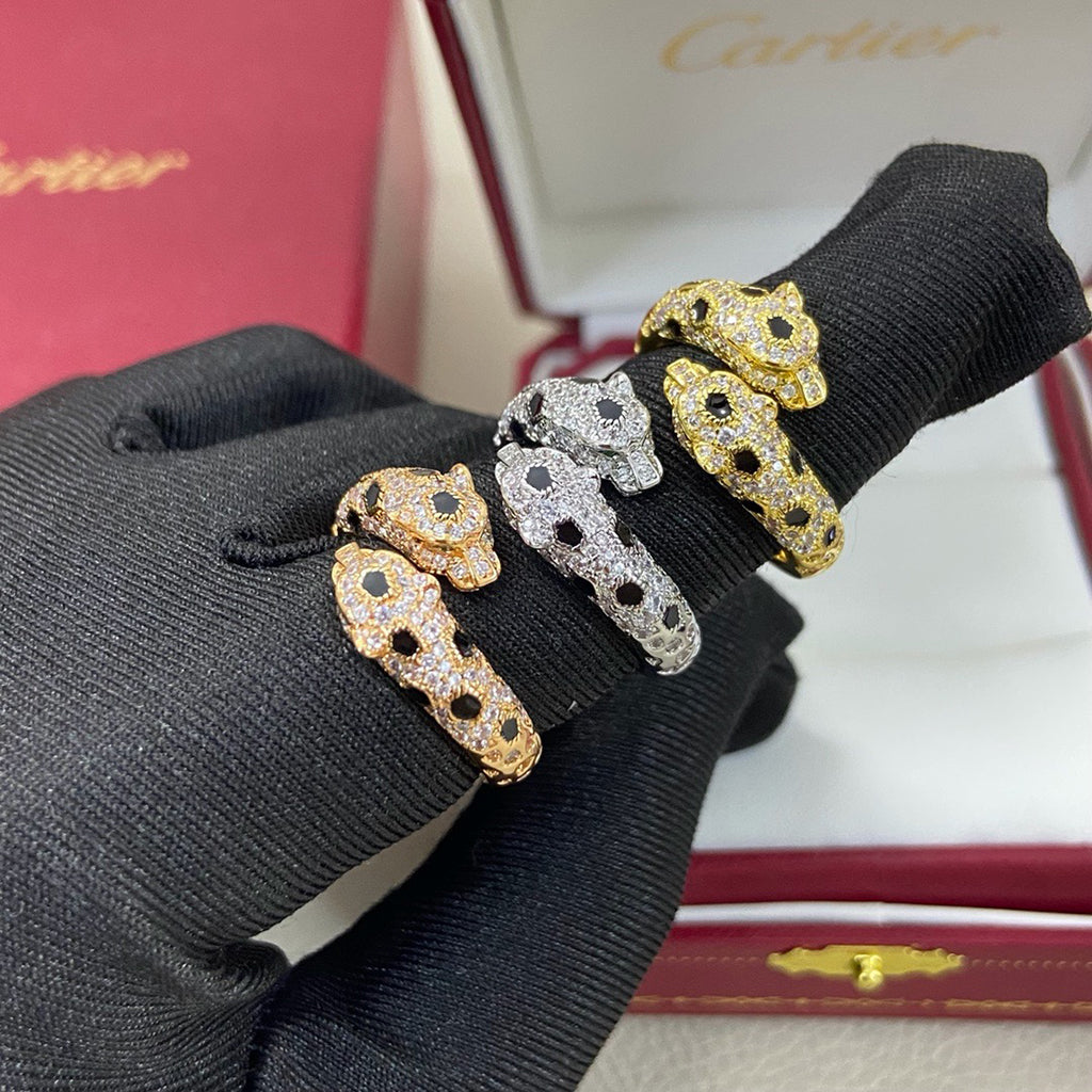 [AuraEcho]PANTHERE DOUBLE HEADED FULL DIAMOND  RING