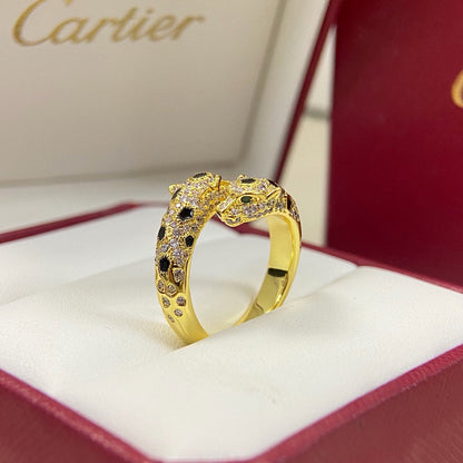 [AuraEcho]PANTHERE DOUBLE HEADED FULL DIAMOND  RING