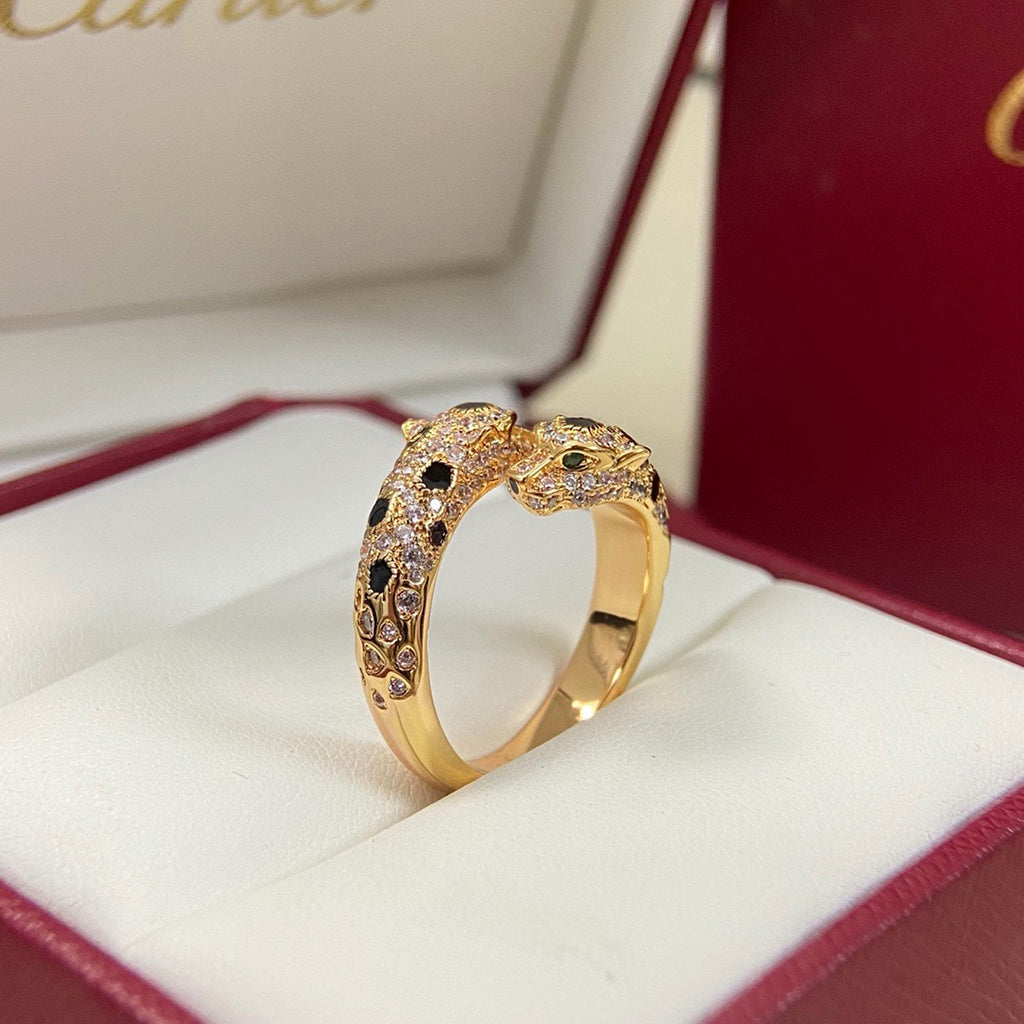 [AuraEcho]PANTHERE DOUBLE HEADED FULL DIAMOND  RING