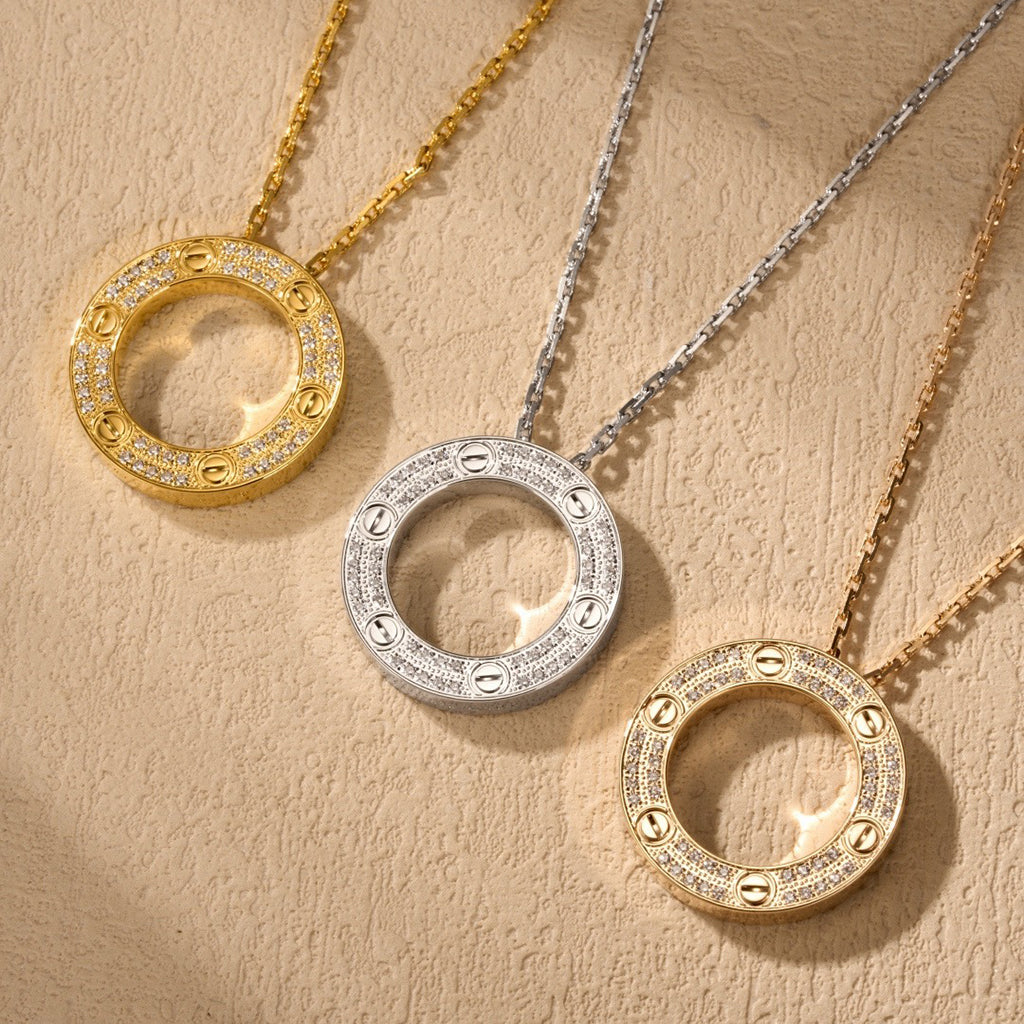 [AuraEcho]LOVE NECKLACE 16MM  FULL DIAMOND