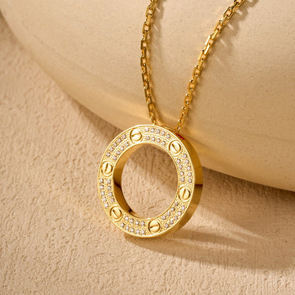 [AuraEcho]LOVE NECKLACE 16MM  FULL DIAMOND