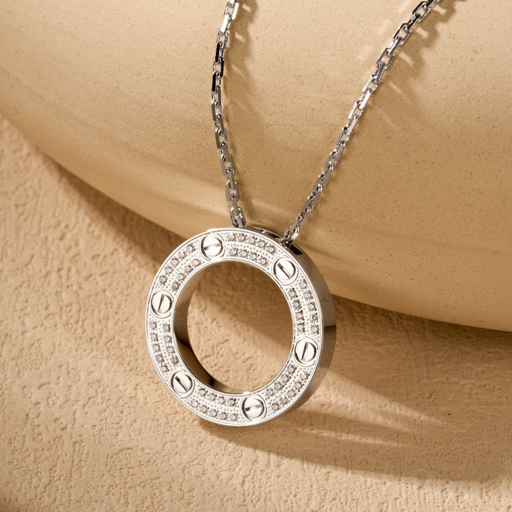 [AuraEcho]LOVE NECKLACE 16MM  FULL DIAMOND