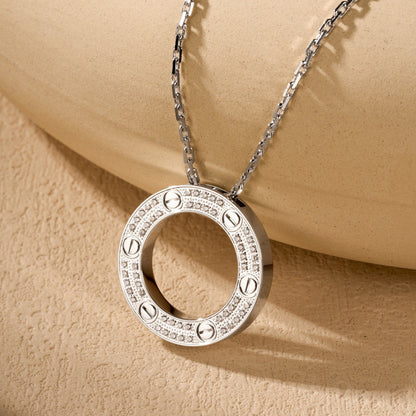 [AuraEcho]LOVE NECKLACE 16MM  FULL DIAMOND