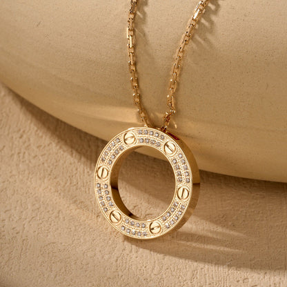 [AuraEcho]LOVE NECKLACE 16MM  FULL DIAMOND