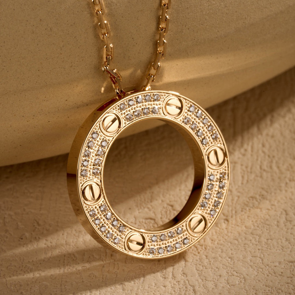 [AuraEcho]LOVE NECKLACE 16MM  FULL DIAMOND
