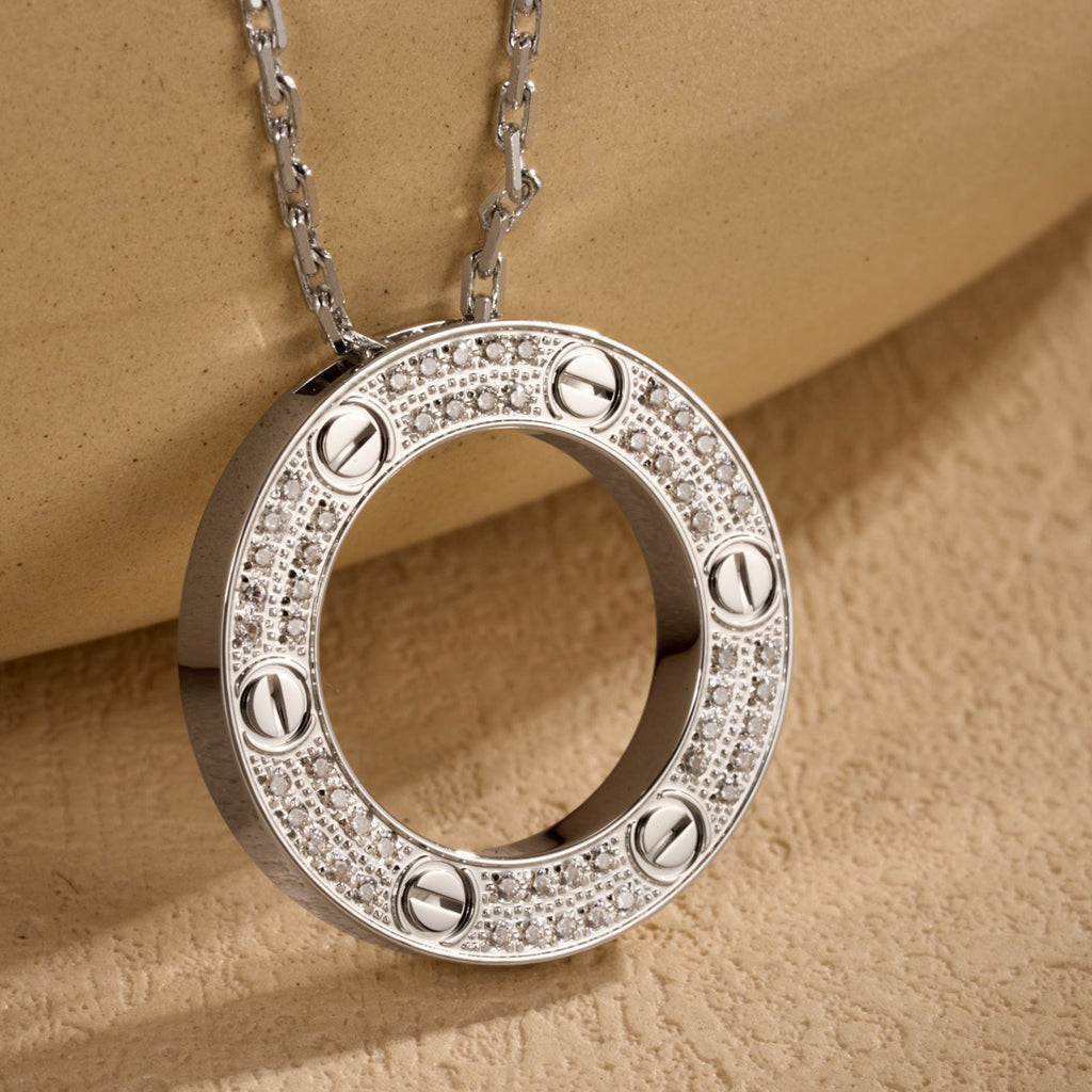 [AuraEcho]LOVE NECKLACE 16MM  FULL DIAMOND