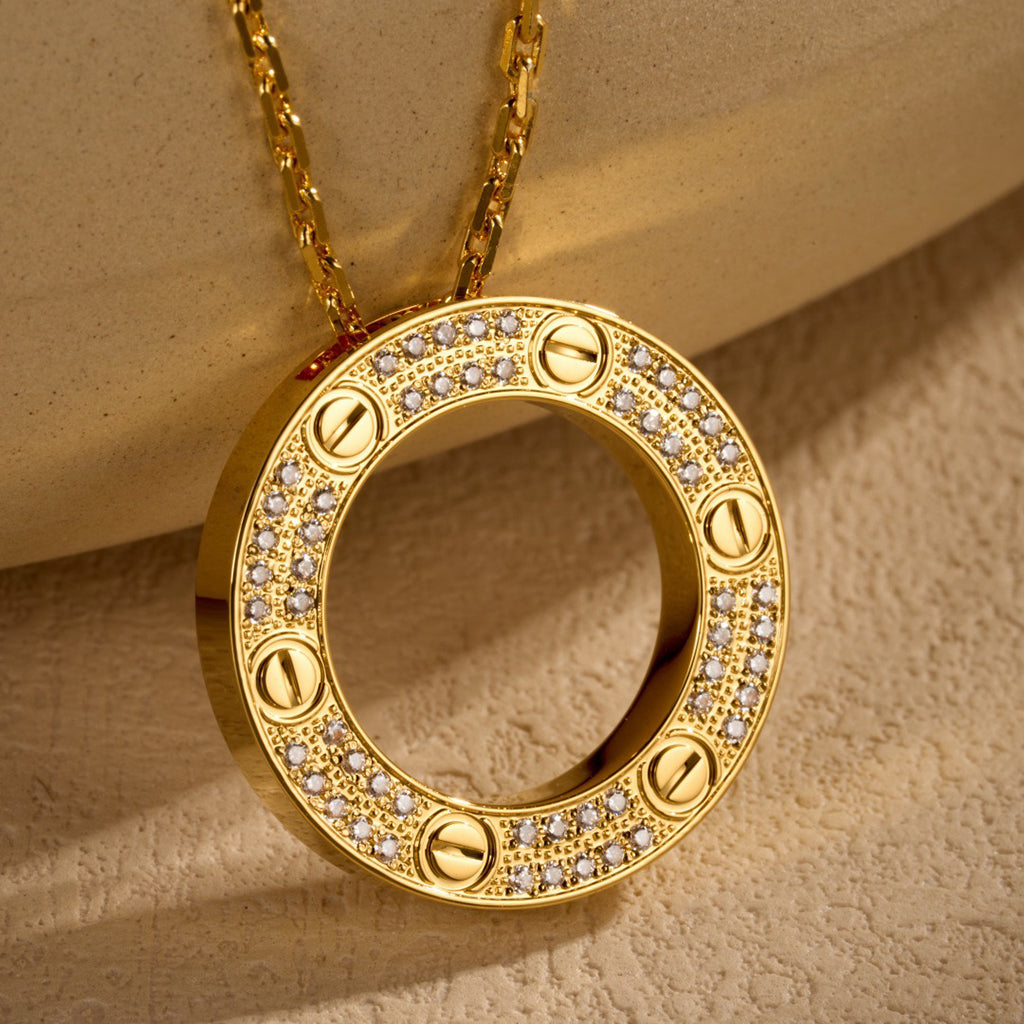 [AuraEcho]LOVE NECKLACE 16MM  FULL DIAMOND