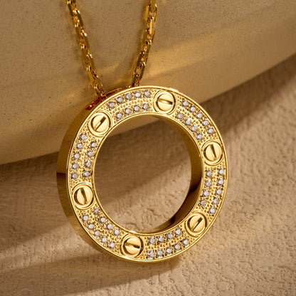 [AuraEcho]LOVE NECKLACE 16MM  FULL DIAMOND
