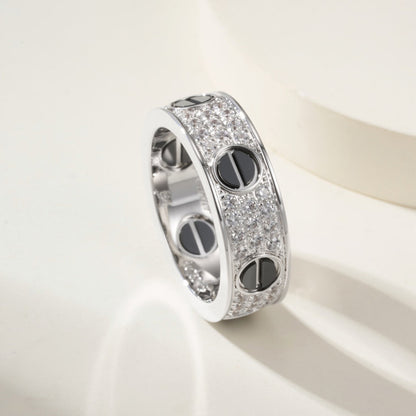 [AuraEcho]LOVE RING 5.5MM DIAMONDS PAVED CERAMIC