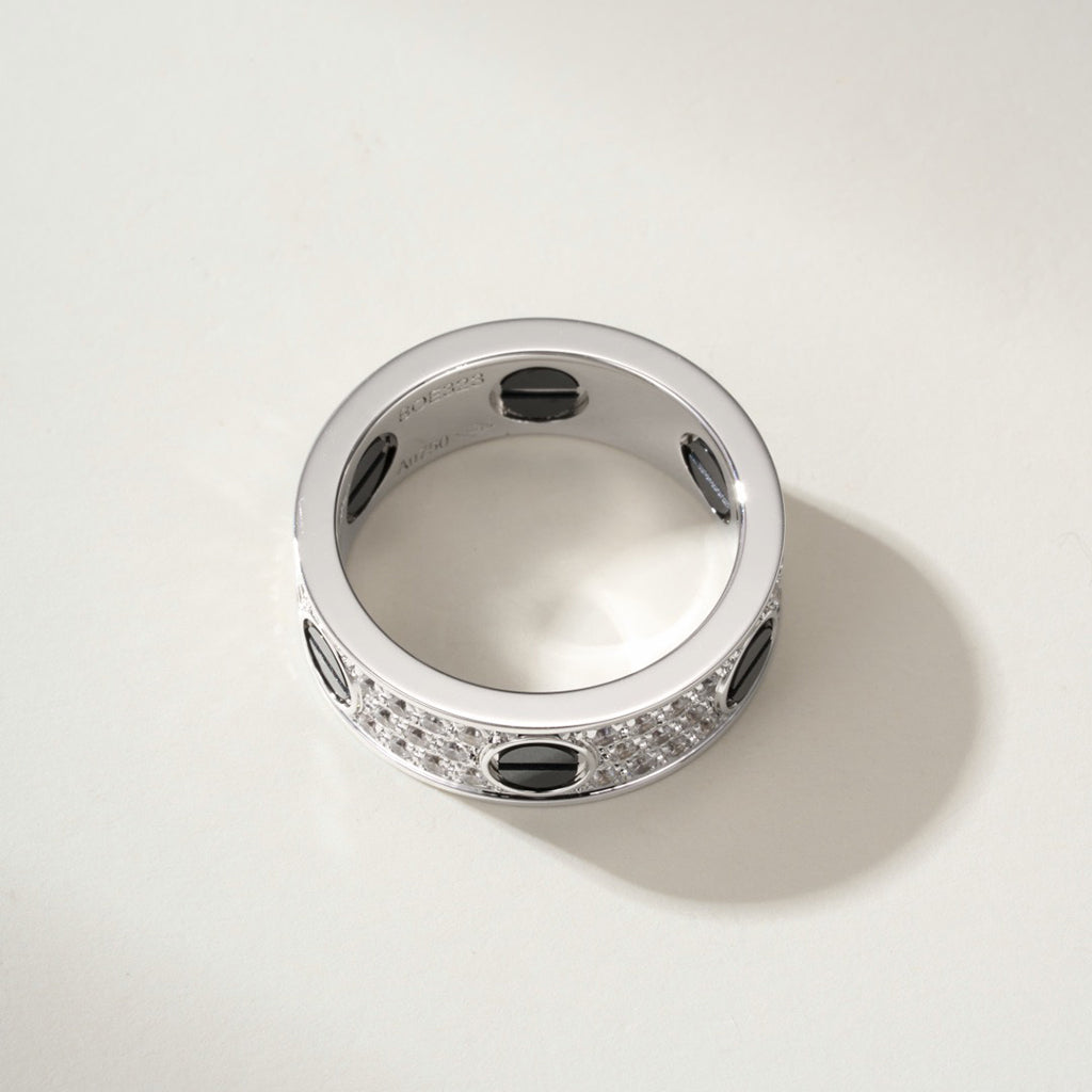 [AuraEcho]LOVE RING 5.5MM DIAMONDS PAVED CERAMIC