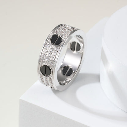 [AuraEcho]LOVE RING 5.5MM DIAMONDS PAVED CERAMIC