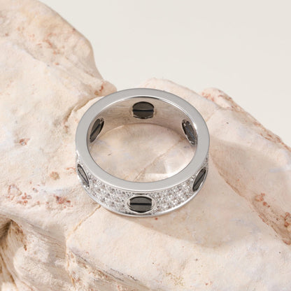 [AuraEcho]LOVE RING 5.5MM DIAMONDS PAVED CERAMIC
